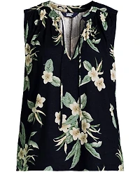 Lands' End Women's Plus Linen Blend Notch Neck Swing Tank Top