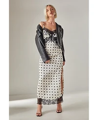 Nasty Gal Women's Satin Lace Trim Maxi Dress