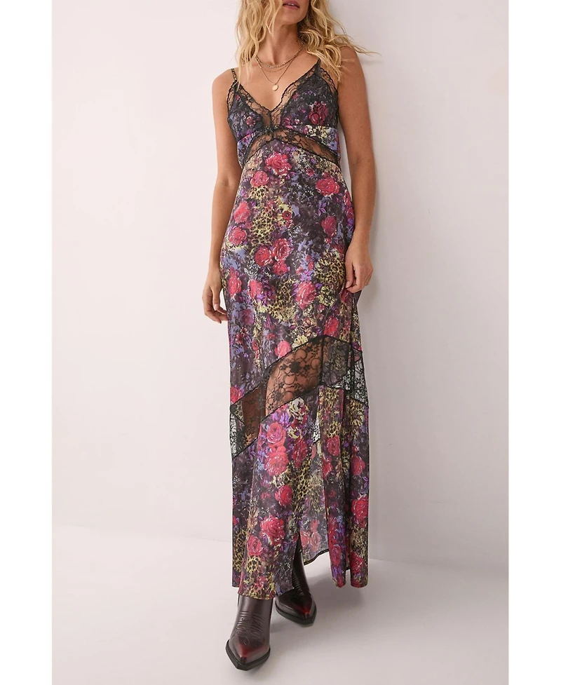 Nasty Gal Women's Satin Lace Maxi Slip Dress