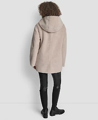 Dkny Petite Hooded Toggle Coat