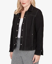 Alfred Dunner Jet Setter Print Lining Faux Suede Jacket