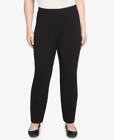 Alfred Dunner Women's Jet Setter Black Crepe Knit Medium Length Pants