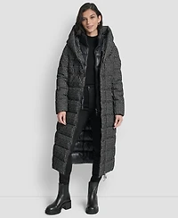 Dkny Women's Bibbed Shawl Collar Hooded Puffer Coat