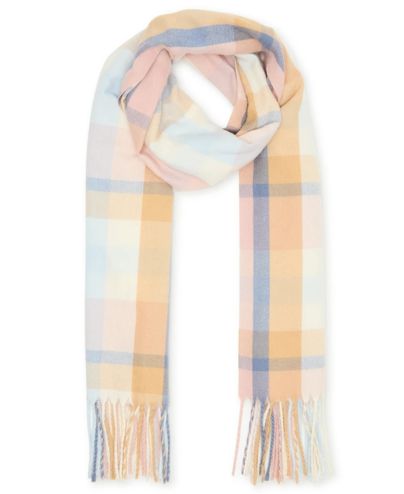 Steve Madden Women's Color Blocked Out Plaid Fringe Scarf