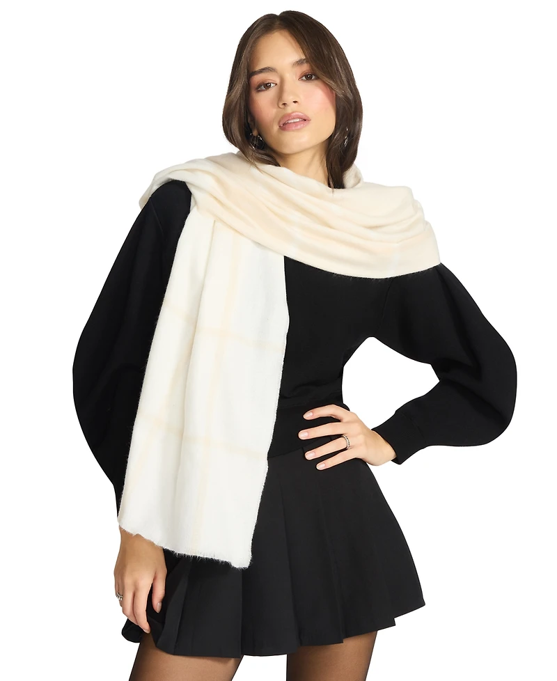Steve Madden Women's Plaid Blanket Wrap Scarf