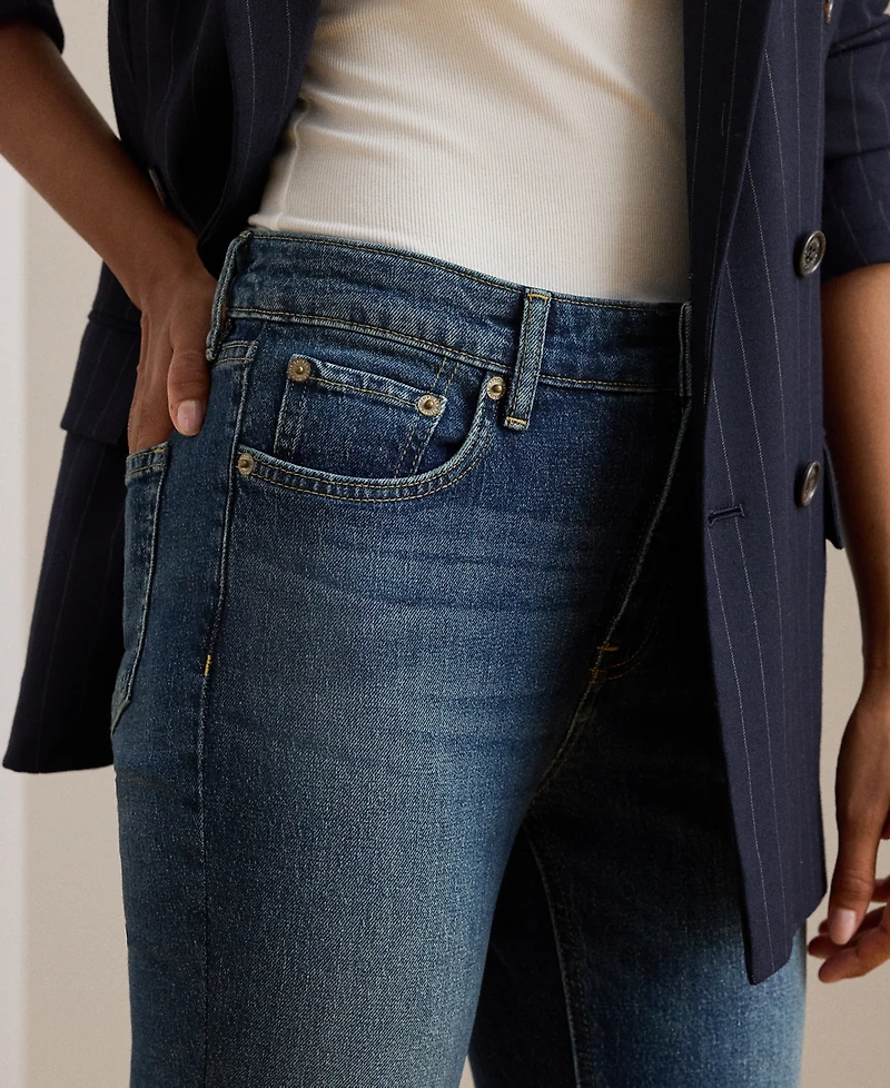 Lauren Ralph Petite High Rise Straight Ankle Jeans