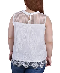 Ny Collection Plus Sleeveless Mock Neck Lace Top