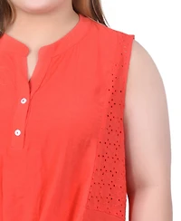 Ny Collection Plus Sleeveless Blouse With Eyelet Insets