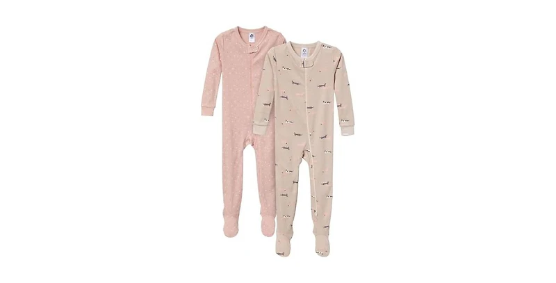 Gerber Baby Gender Neutral Snug Fit Footed Pajamas, 2-Pack, Dog