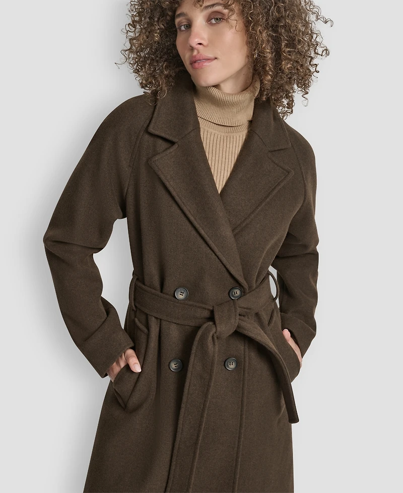 Dkny Women's Belted Notch Collar Coat