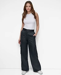 Dkny Jeans Women's High Waist Wide Leg Cargo Pants