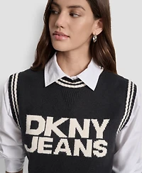 Dkny Jeans Women's Logo Detail Sleeveless Sweater