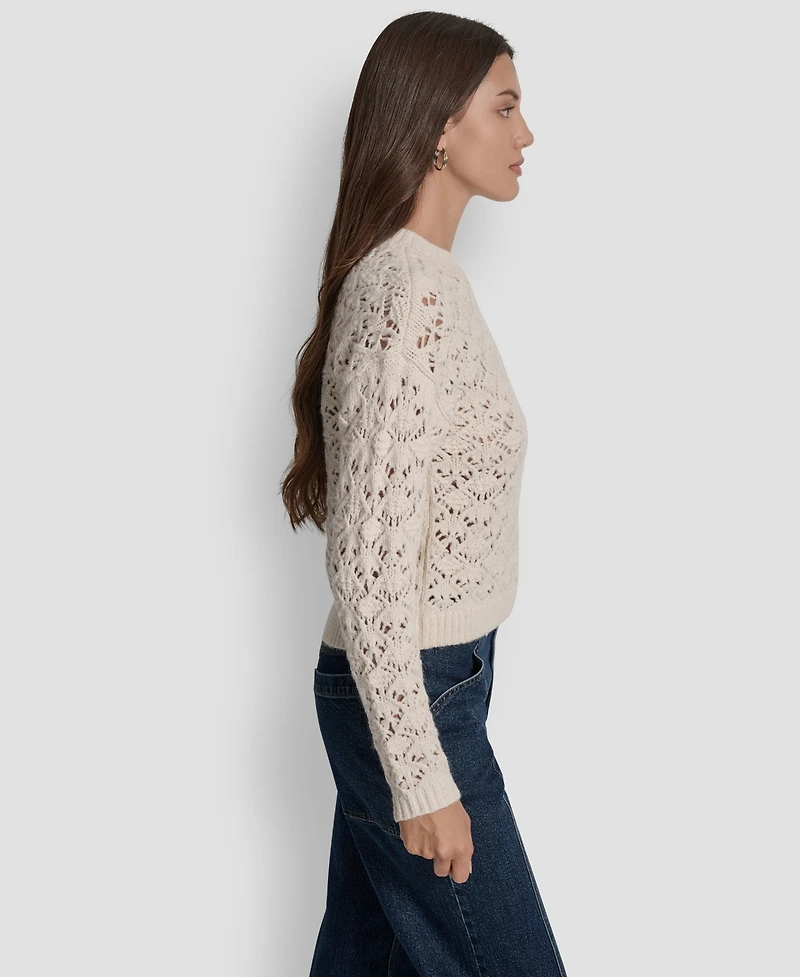 Dkny Jeans Women's Pointelle Long Sleeve Sweater