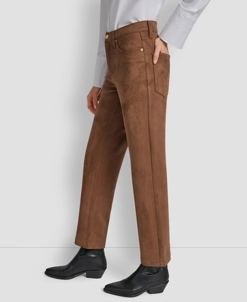 Dkny Jeans Women's Mid Rise Straight Suede Pants