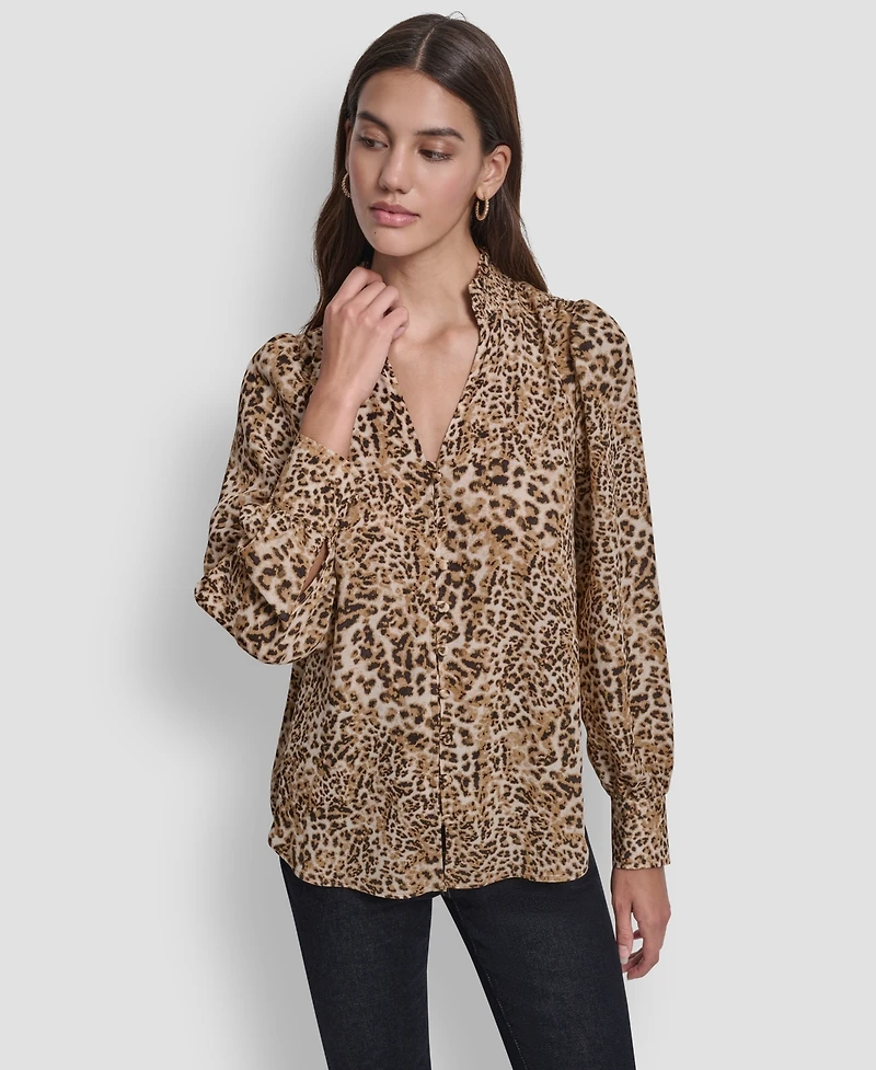 Dkny Jeans Women's Smocked Collar Shirt