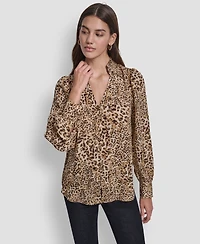 Dkny Jeans Women's Smocked Collar Shirt