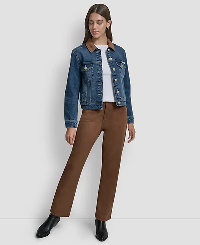 Dkny Jeans Women's Collared Trucker Jacket