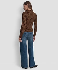 Dkny Jeans Women's Mini Leopard Print Cardigan Top - On9