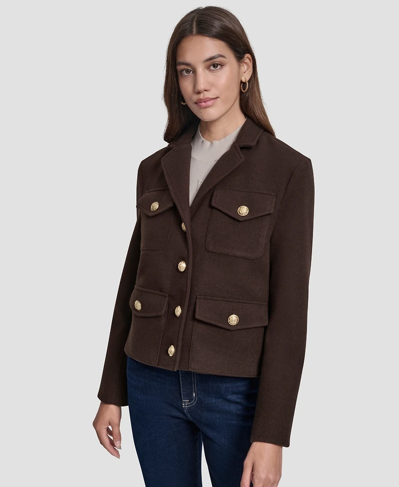 Dkny Jeans Women's Button Front Cropped Jacket