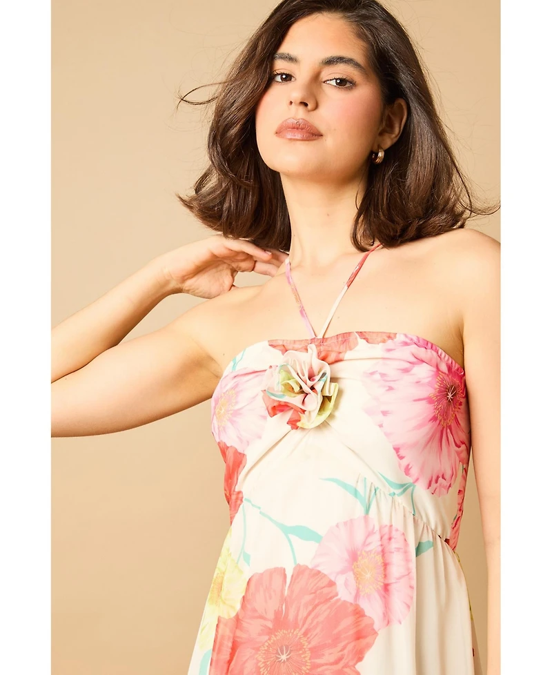 Oasis Women's Rosette Detail Halterneck Midi Dress