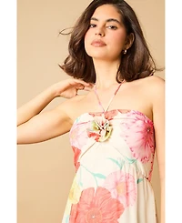 Oasis Women's Rosette Detail Halterneck Midi Dress