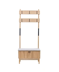 Nordlys - Gray Solid Wood Hall Tree with Storage Industrial Style Entry