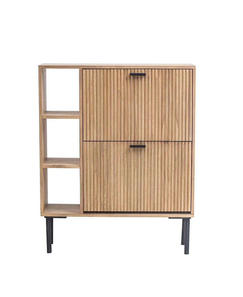 Nordlys - 2-Drawer Shoe Cabinet in Solid Wood and Metal Exotic Boho Entry