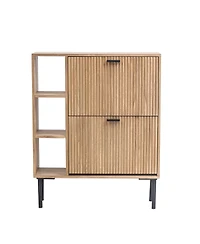 Nordlys - 2-Drawer Shoe Cabinet in Solid Wood and Metal Exotic Boho Entry