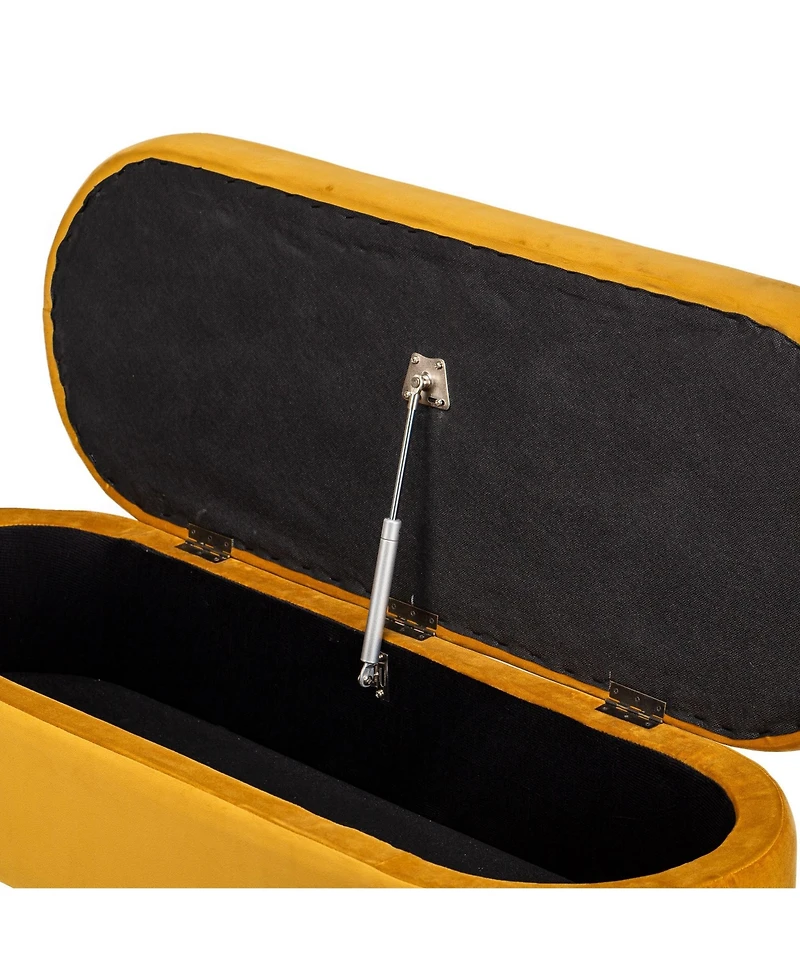Nordlys - Mustard Yellow Velvet Storage Bench Modern Design Style Upholstery Entry