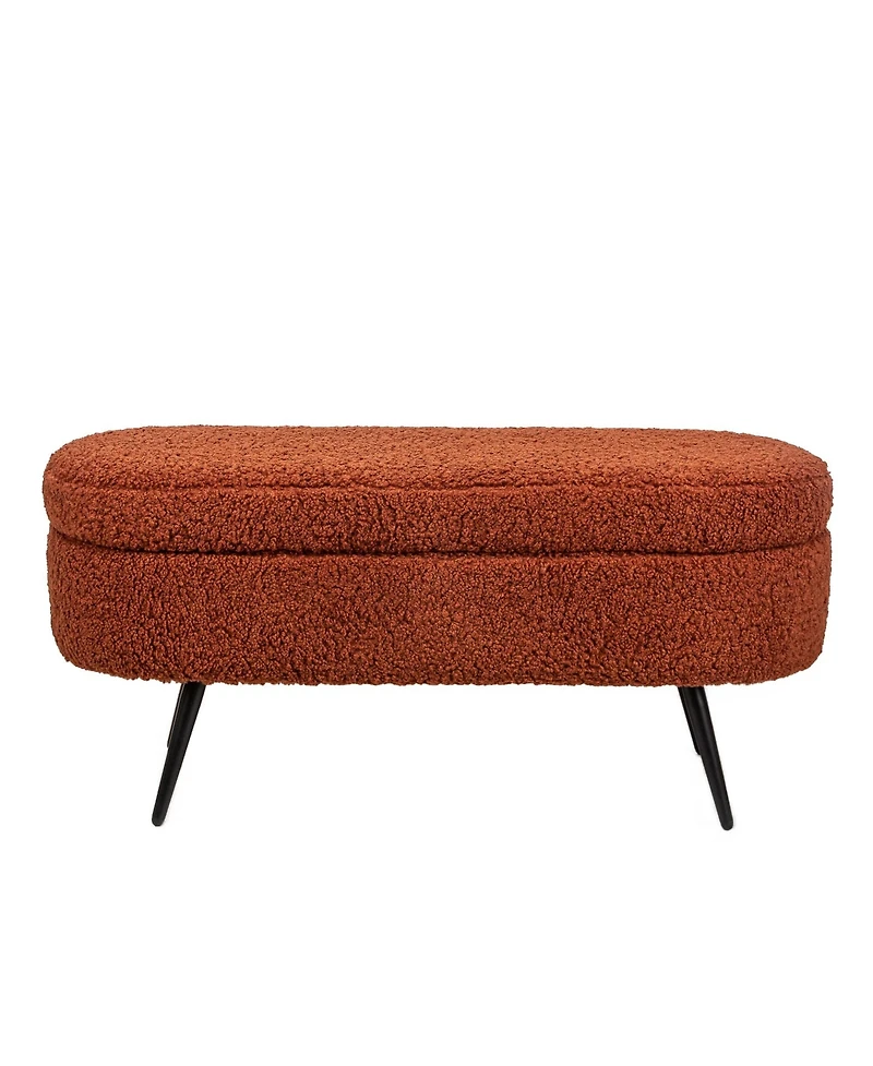 Nordlys - Terracotta Boucle Storage Bench Modern Design Style Upholstery Entry