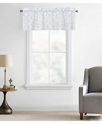Kate Aurora Living Metallic Foil Lattice Quatrefoil White & Silver Window Valance
