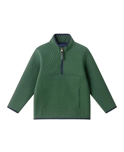 Andy & Evan Toddler/Child Boys Green Striped Quarter Zip Pullover