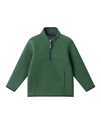 Andy & Evan Toddler/Child Boys Green Striped Quarter Zip Pullover