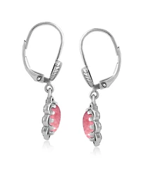 American West Jewelry Sterling Silver Rhodonite Concha Lever Back Dangle Earrings