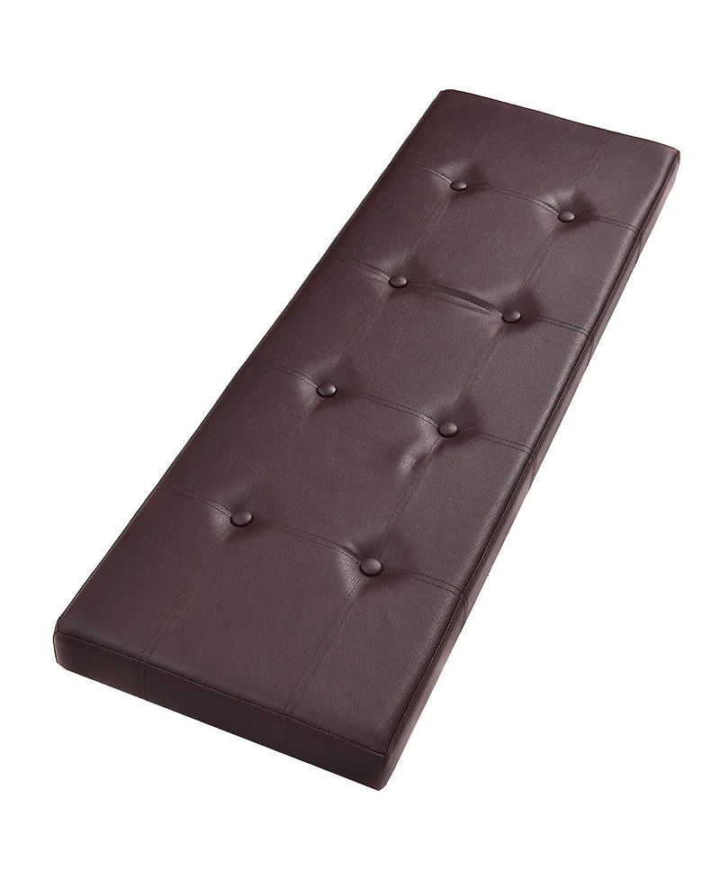 Costway 45''x15''x15'' Large Folding Storage Faux Leather Ottoman Pouffe Box Stool
