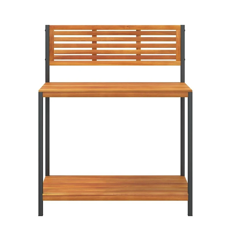 vidaXL Garden Work Table 35.4"x19.7"x43.3" Solid Wood Acacia and Steel