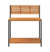 vidaXL Garden Work Table 35.4"x19.7"x43.3" Solid Wood Acacia and Steel