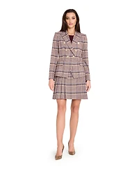 Tahari Asl Women's Plaid Double Breasted Blazer, Regular And Petite