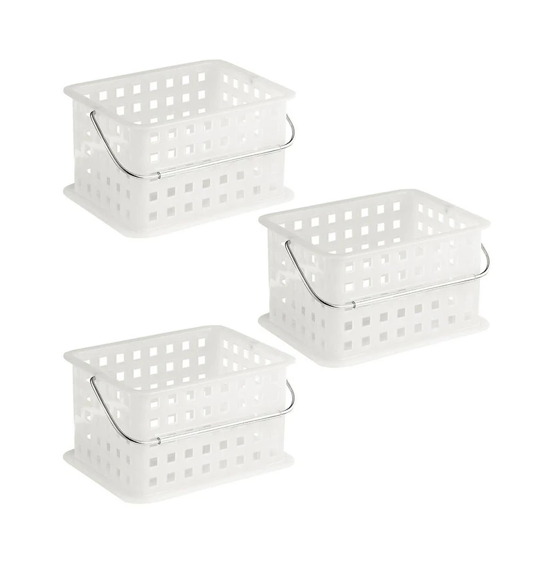 iDesign Medium StackableShower Caddy Basket, Set of 3, Frost, Made in Usa