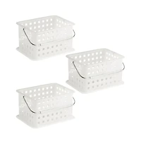iDesign Medium StackableShower Caddy Basket, Set of 3, Frost, Made in Usa