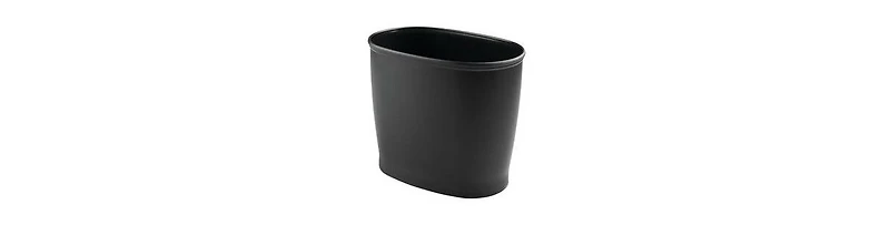 iDesign Small Oval Plastic Bathroom Trash Can - Black - Made in Usa