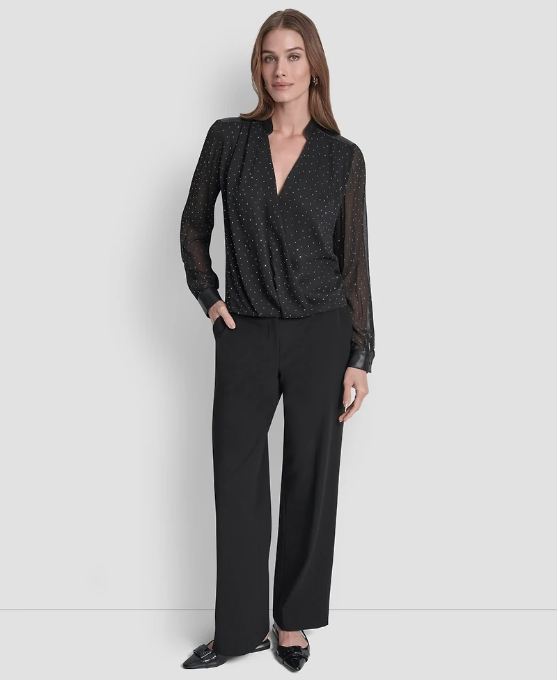 Dkny Women's Embellished Surplice Neck Top