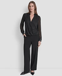 Dkny Women's Embellished Surplice Neck Top