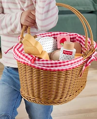 Fisher Price Wooden Picnic Basket and Food Pretend Play Set, 31 Wood Pieces