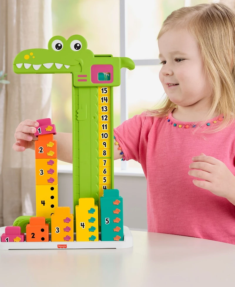 Fisher Price Adding Alligator Educational Toy Stacking Blocks, 10 pieces
