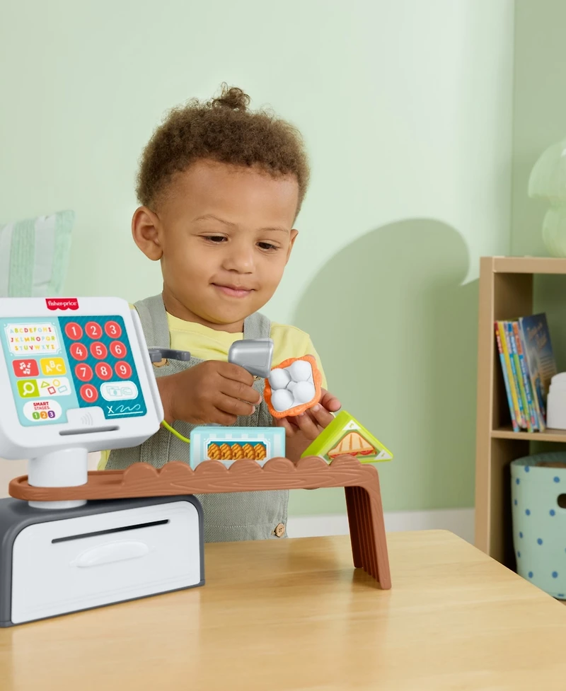 Fisher Price Laugh and Learn Count and Shop Cash Register Electronic Toddler Learning Toy, 20 Pieces