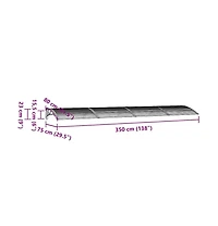 Door Canopy Gray and Transparent 137.8"x29.5" Polycarbonate