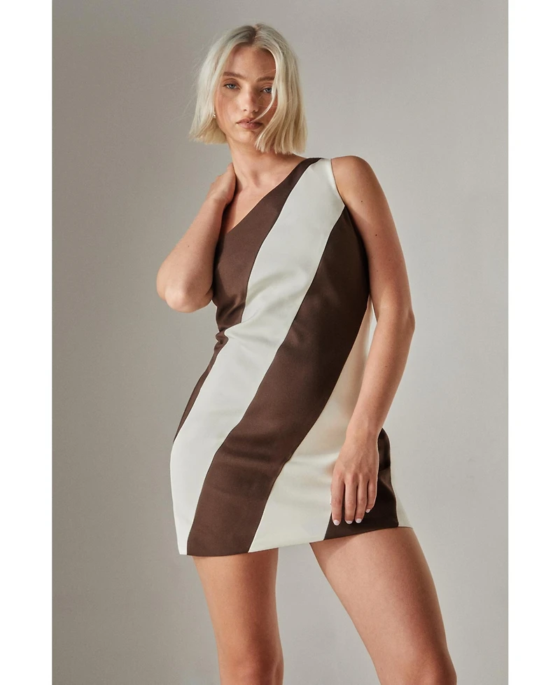 Nasty Gal Women's Stripe One Shoulder Tailored Mini Dress