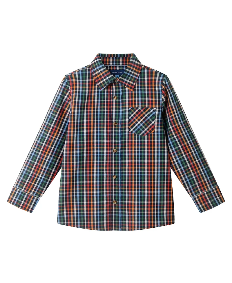 Andy & Evan Toddler/Child Boys Navy Multi Plaid Buttondown