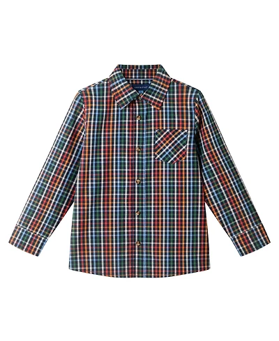Andy & Evan Toddler/Child Boys Navy Multi Plaid Buttondown